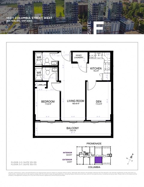Floor plan for 1 bed, 1 bath, 726 sqft